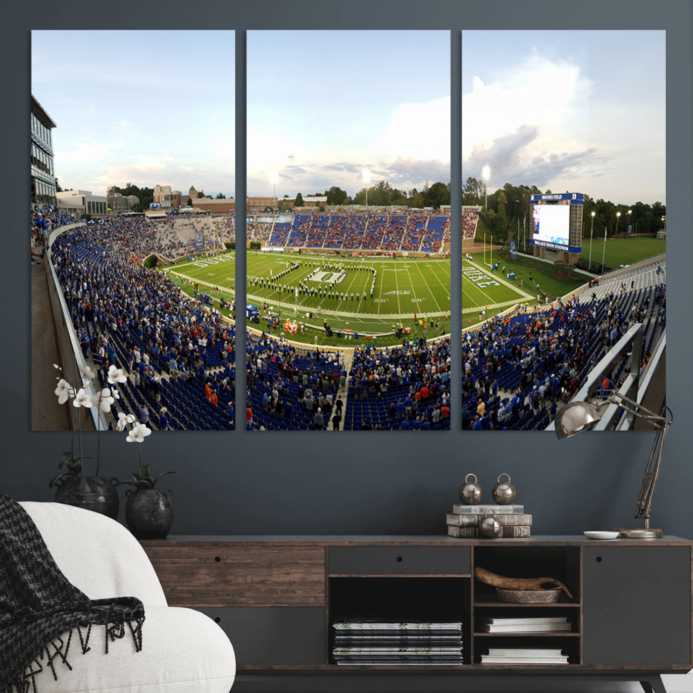 MGV-CV-48X32-3P - The Duke University Blue Devils Football Team Print - Durham Wallace Wade Stadium Wall Art Canvas