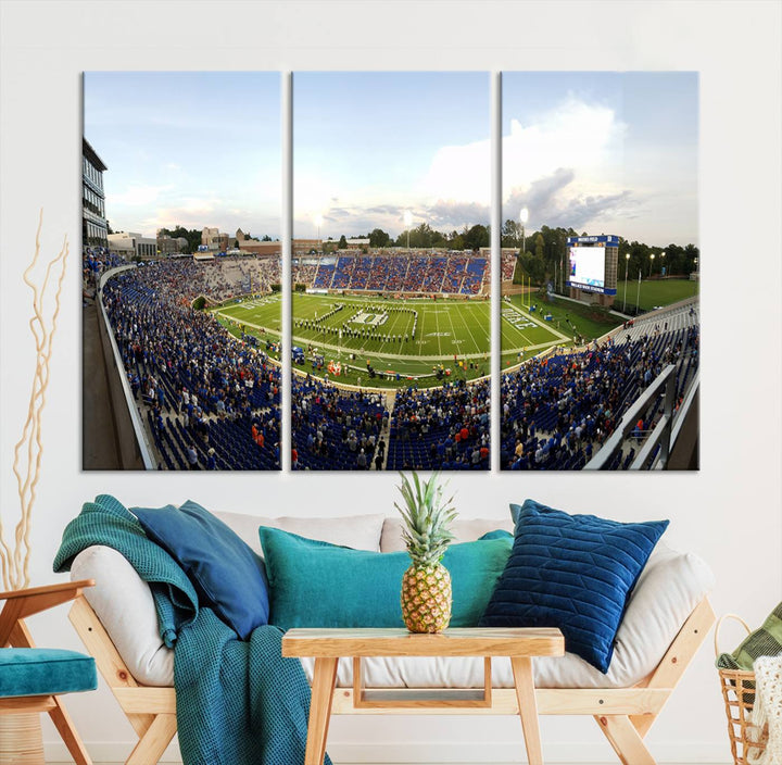 Wallace Wade Stadium print featuring a green field and sky.