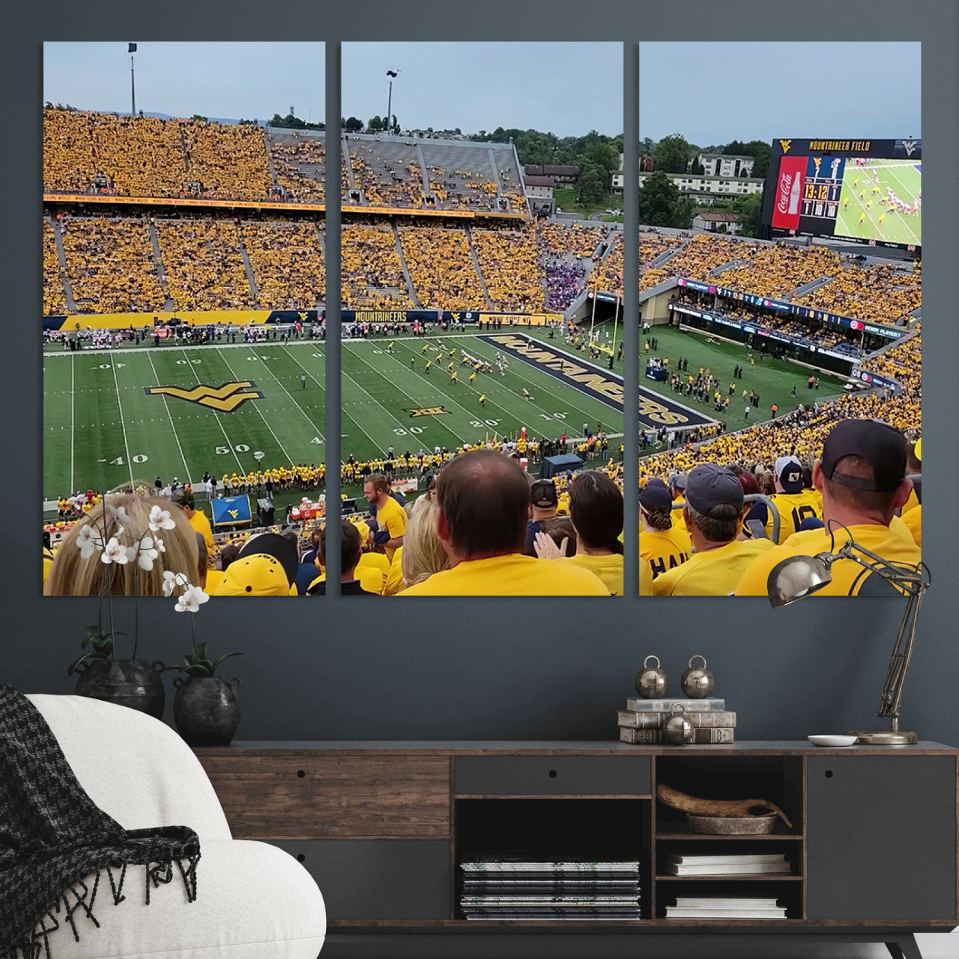 MGV-CV-48X32-3P - Puskar Stadium Canvas Print Wall Art - Morgantown Print - West Virginia University Mountaineers