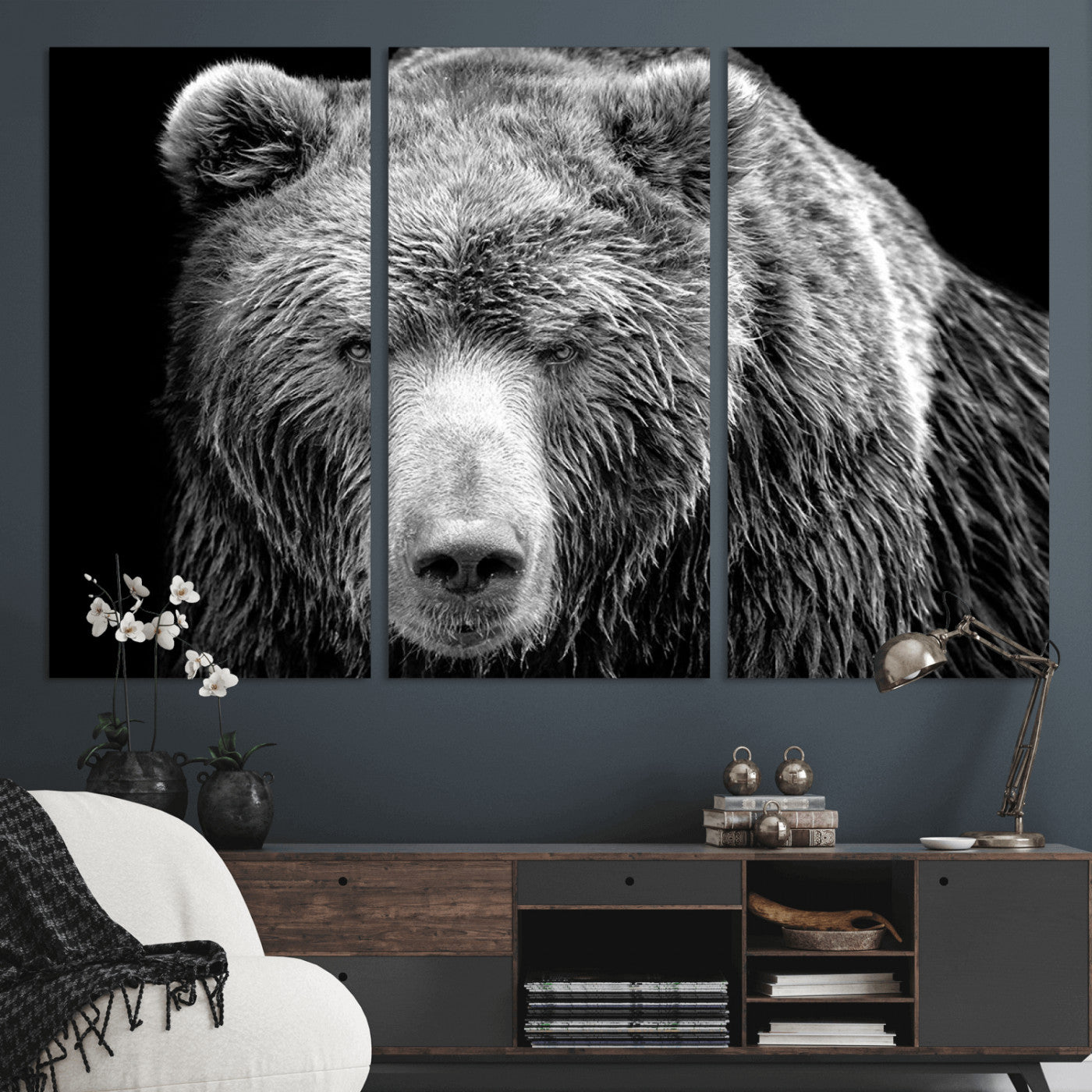 MGV-CV-48X32-3P - 399 Grizzly Bear Canvas Print | Ready to Hang Wall Art | Rustic Farmhouse & Cabin Decor | Wildlife