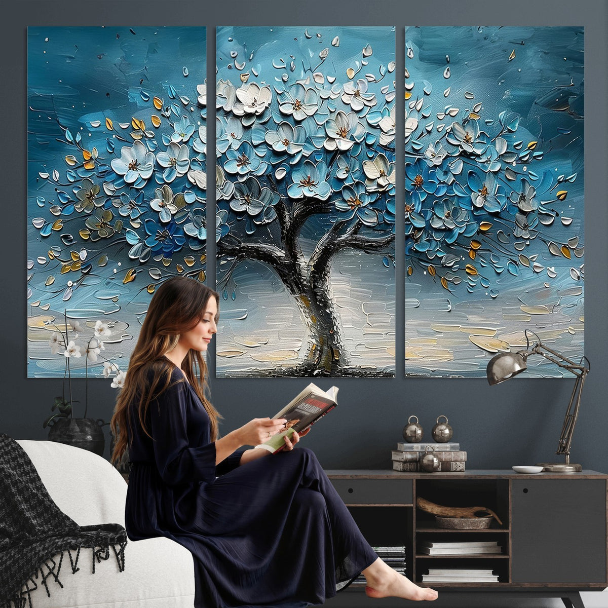 24109-_Poster-30x20 - Abstract Blooming Tree Wall Art Canvas Print, Floral Modern Home Decor