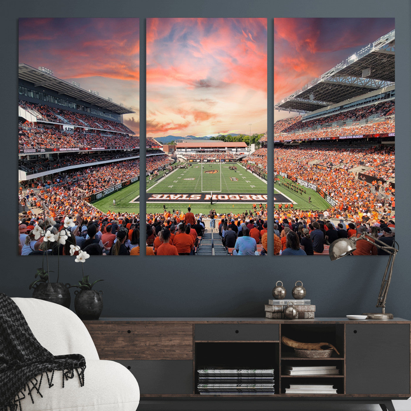 MGV-CV-48X32-3P - Oregon State Beavers Football Team Print - Corvallis Reser Stadium Wall Art Canvas Print