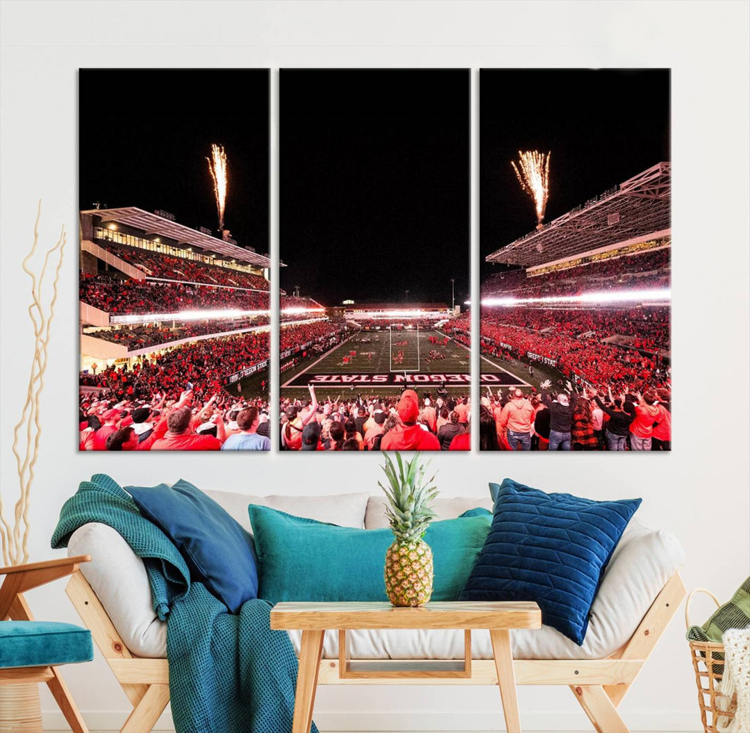 Oregon State Beavers Football Team Print - Corvallis Reser Stadium Wall Art Canvas Print