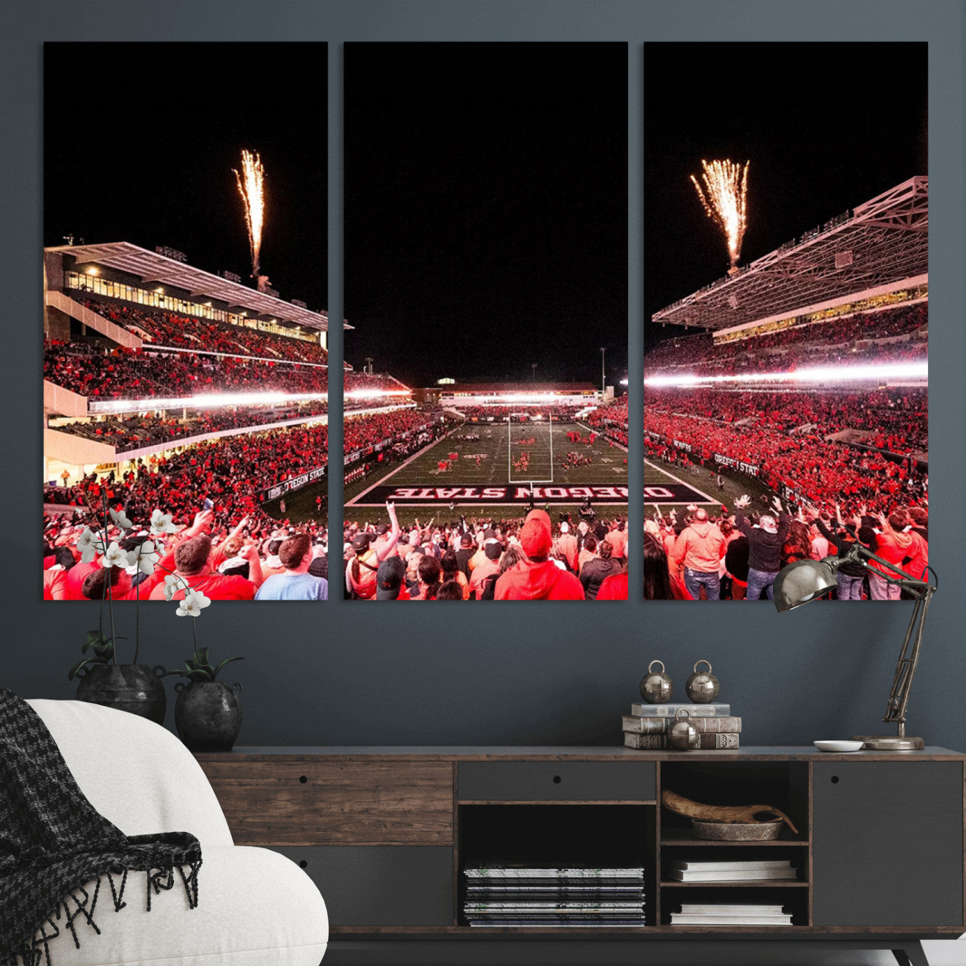 MGV-CV-48X32-3P - Oregon State Beavers Football Team Print - Corvallis Reser Stadium Wall Art Canvas Print
