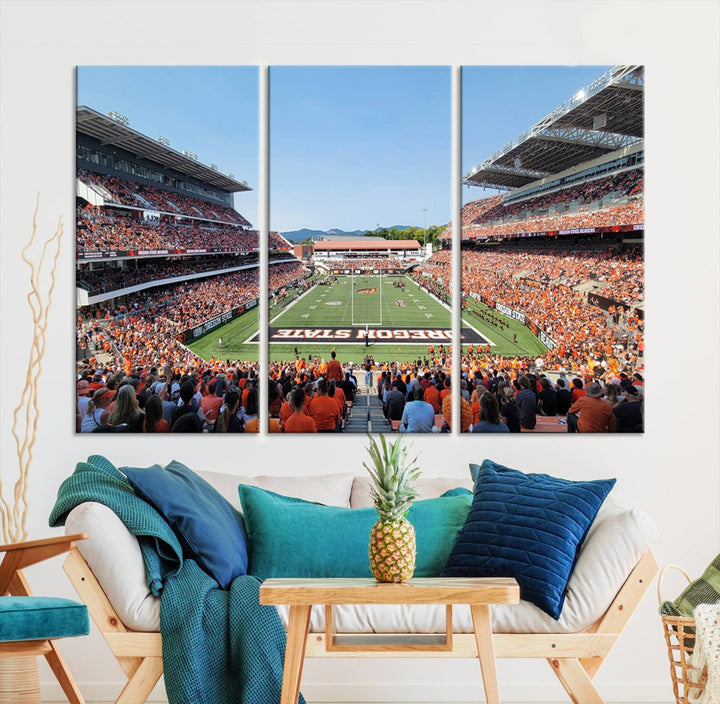 Oregon State Beavers Football Team Print - Corvallis Reser Stadium Wall Art Canvas Print