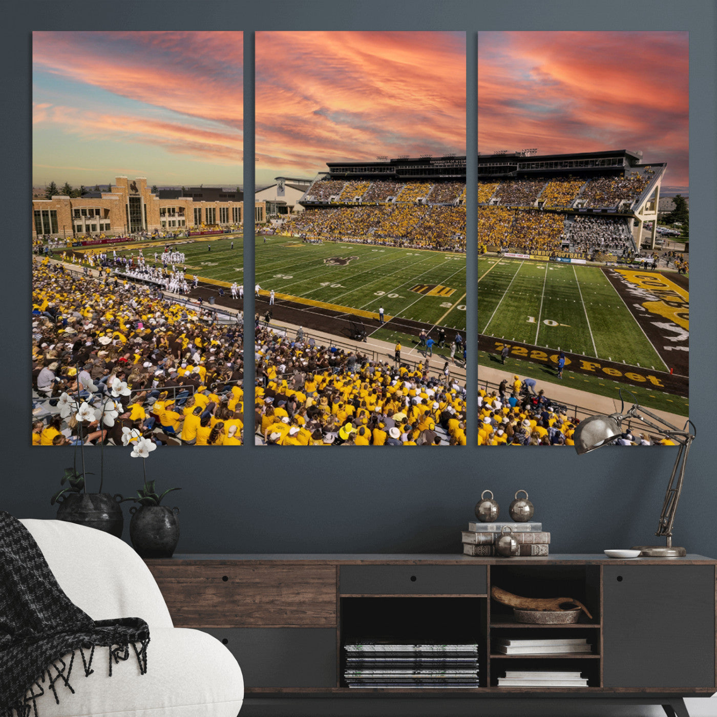 MGV-CV-48X32-3P - University of Wyoming Cowboys Football Team Print - Laramie Jonah Field War Memorial Stadium Wall