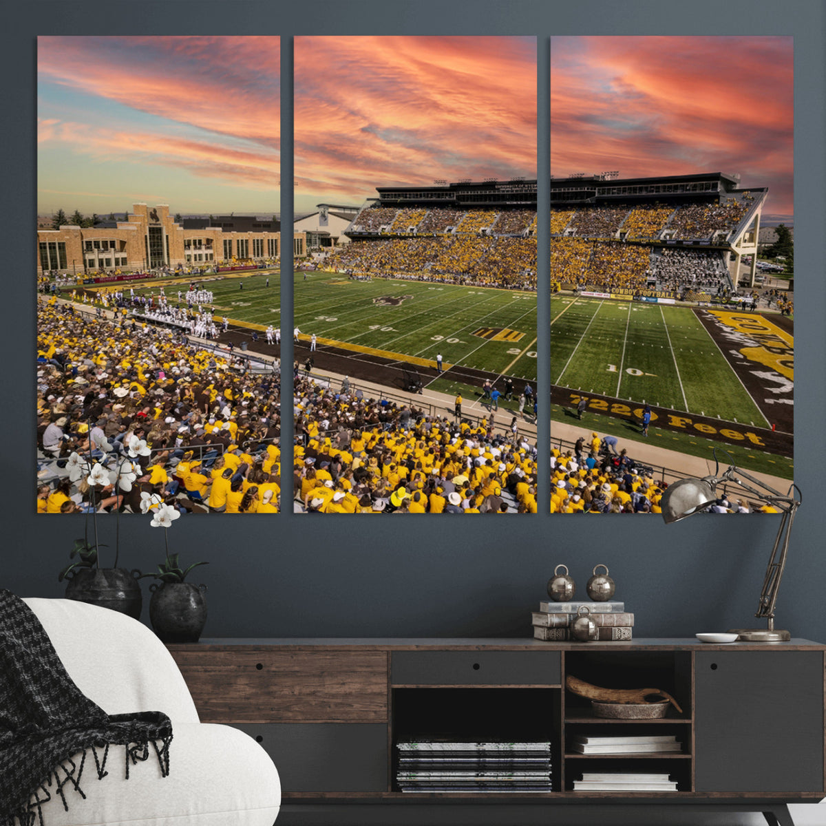 90508-MGV-CV-36X24 - University of Wyoming Cowboys Football Team Print, Laramie, Extra Large Game Room Wall Decor