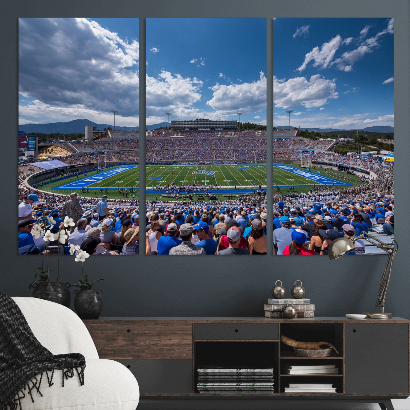 MGV-CV-48X32-3P - Air Force Falcons Football Team Print - Colorado Springs Falcon Stadium Wall Art Canvas Print