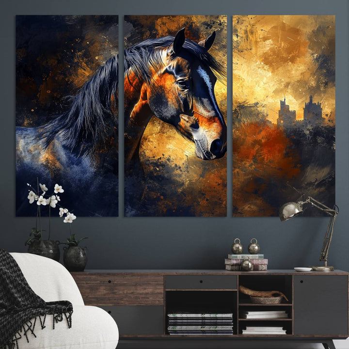 Abstract Horse Art Print - Abstract Canvas Wall Art | Perfect for Rustic Farmhouse, Modern, or Equestrian Wall Decor | Horse Lovers Home Decor