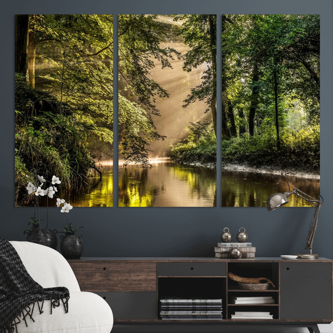MGV-CV-48X32-3P - Forest Wall Art Print | River Landscape Wall Art | Perfect for Farmhouse Wall Decor, Cabin Wall Art