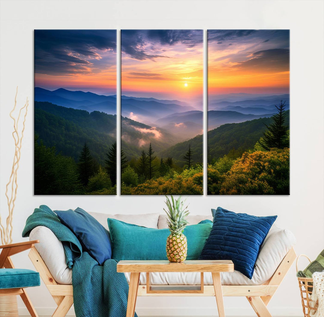 Majestic Mountain Sunrise Landscape Wall Art | Canvas Print Ready to Hang | Perfect for Farmhouse Wall Decor, Cabin Wall Art, Nature Lover’s Retreat