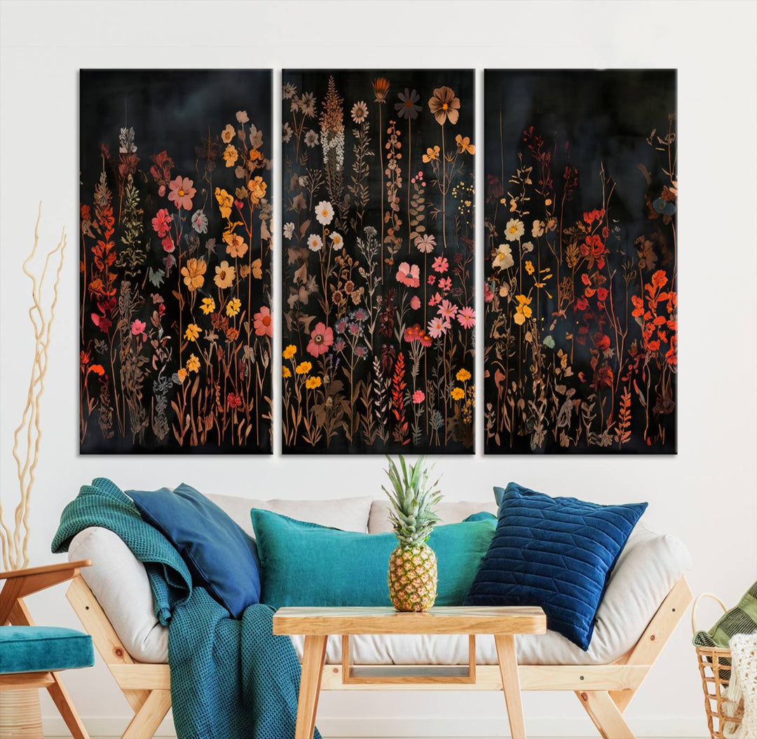 Large Floral Painting Print Illustration Flowers Canvas Wall Art Botanical Wall Decor Modern Wildflower Poster Unique Gift For Stylish Home