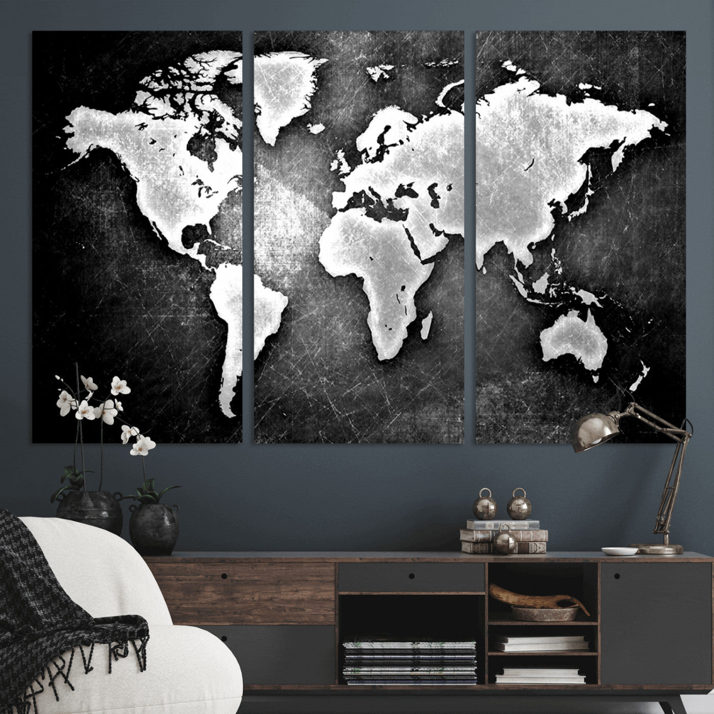 MGV-CV-48X32-3P - World Map Wall Art Canvas Print – Framed Wall Art for Anniversary Gift or Home Adventure Decor