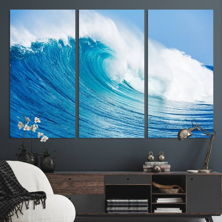 Ocean Wave Canvas Wall Art Print.