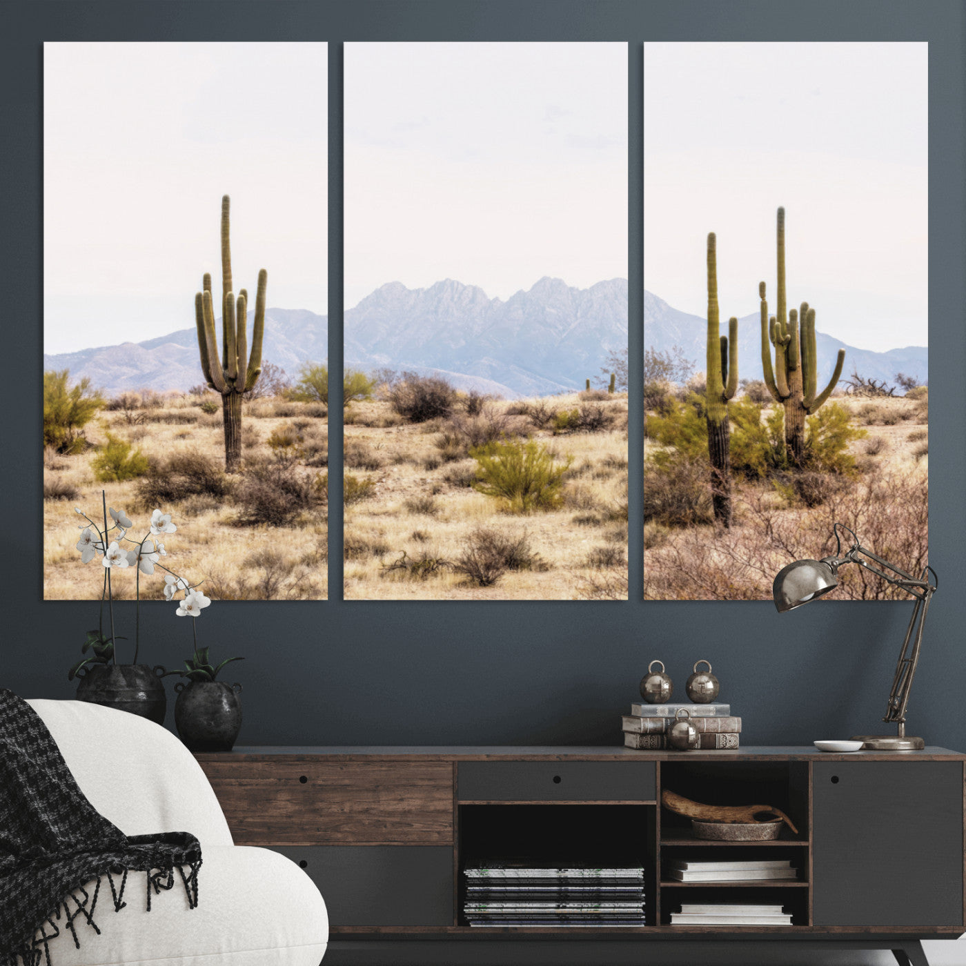 97436-MGV-CV-36X24-Arizona Desert Wall Art Print | Arizona Desert Canvas Print with Saguaro Cacti | Southwestern Landscape Wall Art | Framed Farmhouse Decor