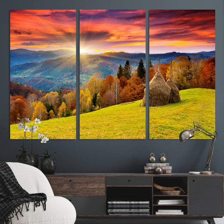 Landscape View Sunset museum-quality canvas art, ready to hang.