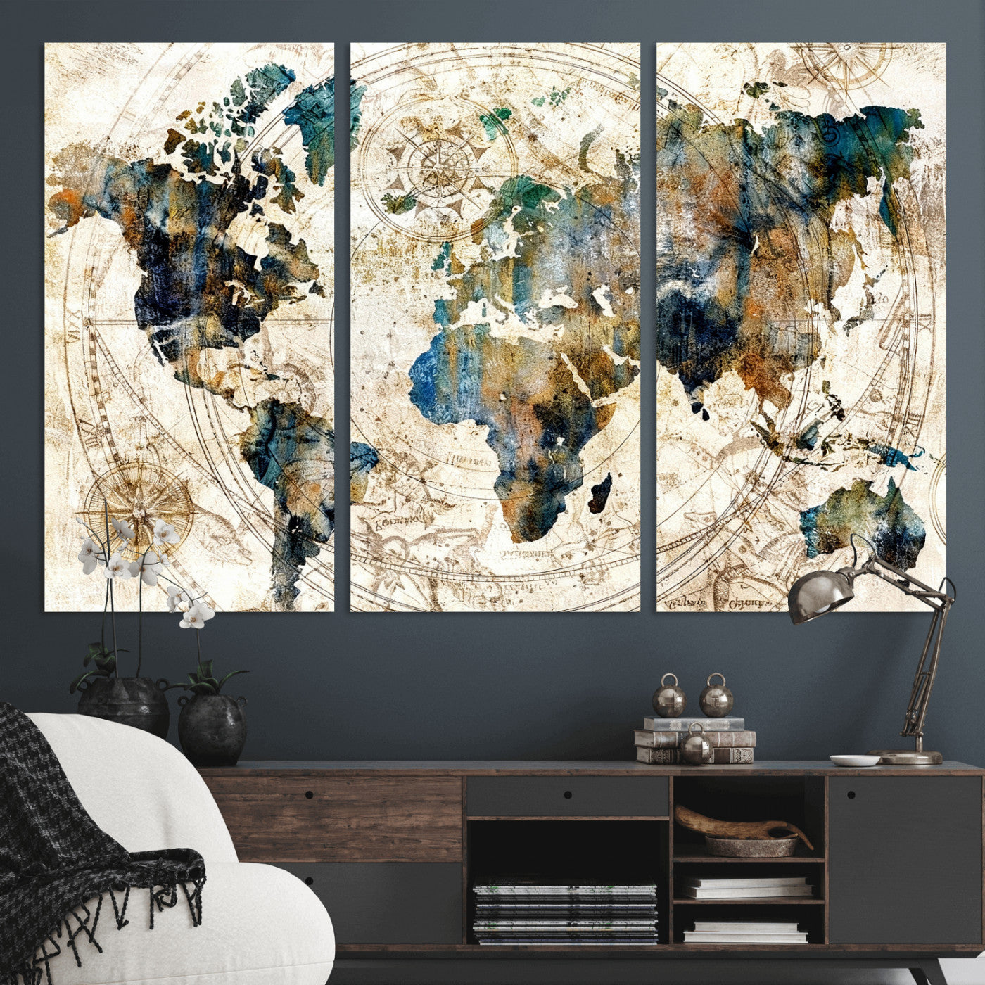 10554-MGV-CV-36X24 - Abstract World Map Art Print Canvas Print