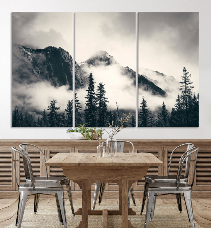 Montagnes Toile Foggy Forest Wall Art Mountain Banff Nal Park Print