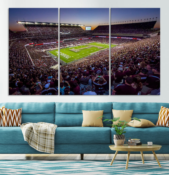 Texas A&M University Aggies Football Team Print - College Station Kyle Field Stadium Wall Art Canvas Print