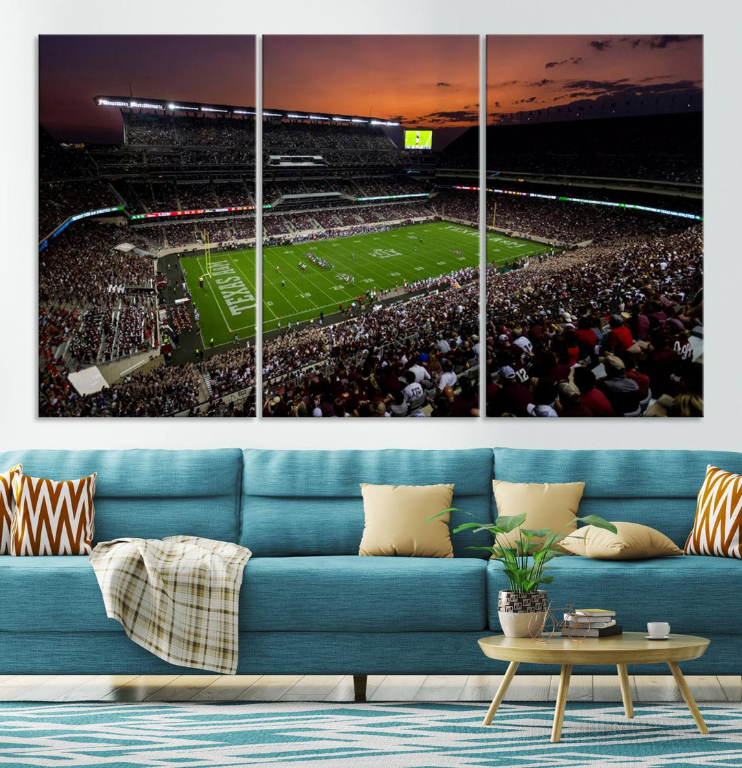 Texas A&M University Aggies Football Team Print - College Station Kyle Field Stadium Wall Art Canvas Print