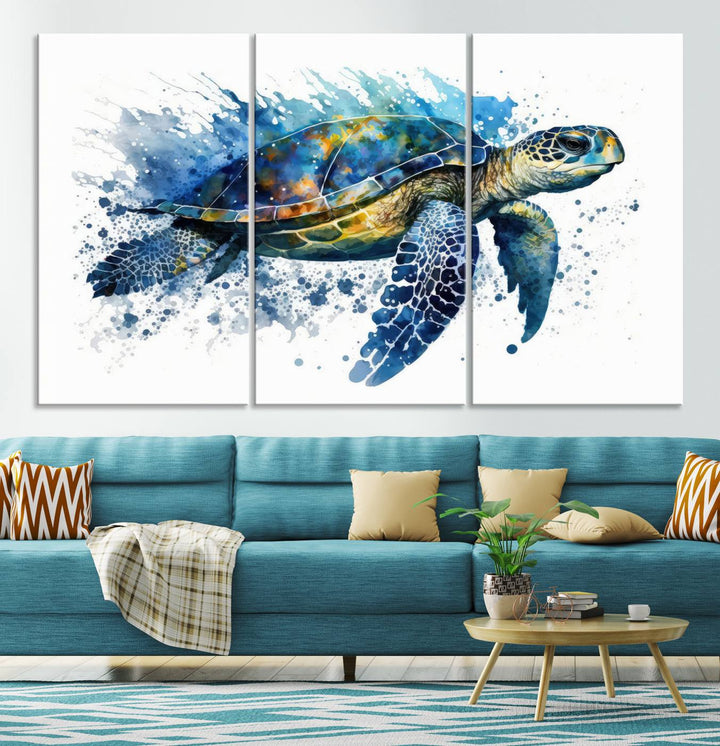 Watercolor Turtle Wall Art Canvas Print