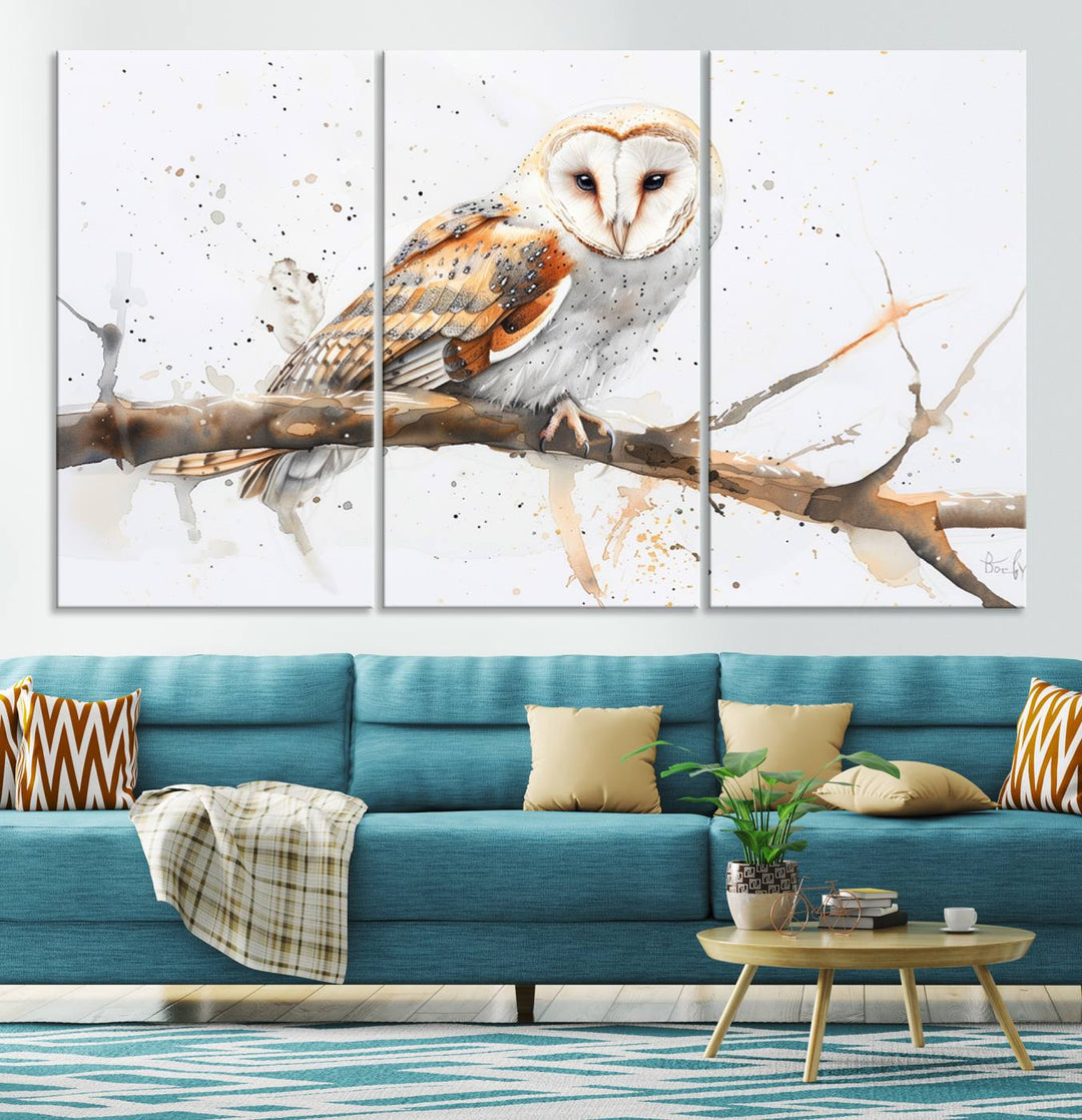 Nature enthusiasts will love the Barn Owl Wall Art on Branch, a stunning canvas print that is ready to hang and beautifully framed.