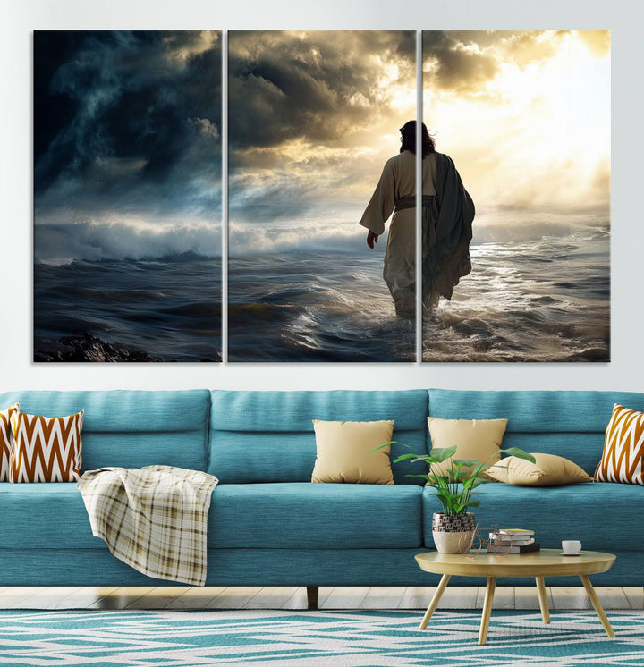 Jesus Walking on Water Wall Art | Canvas Print | Ready to Hang | Christian Home Decor | Spiritual Faith Wall Art | Inspirational Religious Wall Decor