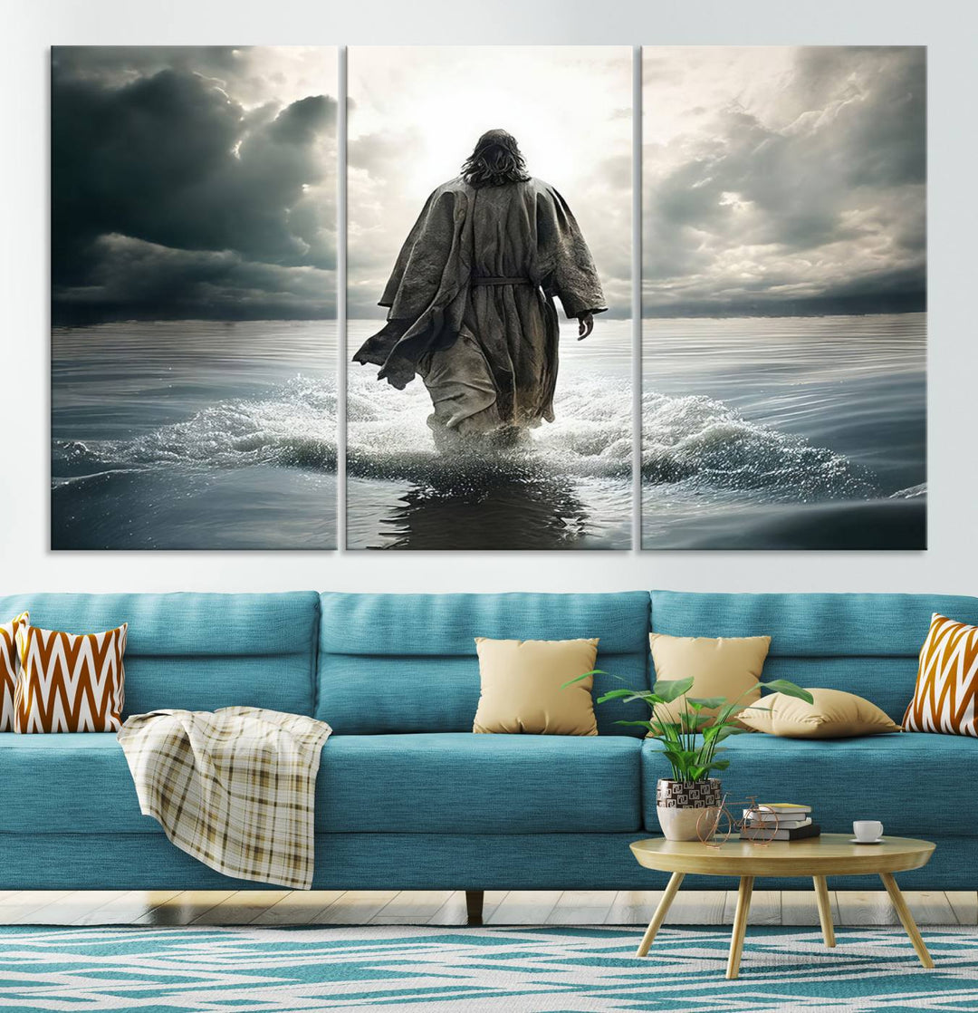 Jesus Walking on Water Wall Art | Canvas Print | Ready to Hang | Christian Home Decor | Spiritual Faith Wall Art | Inspirational Religious Wall Decor