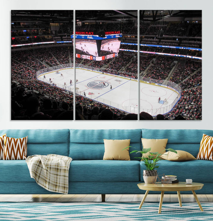 Rogers Place Edmonton Oilers Ice Hockey Stadium Wall Art Canvas Print