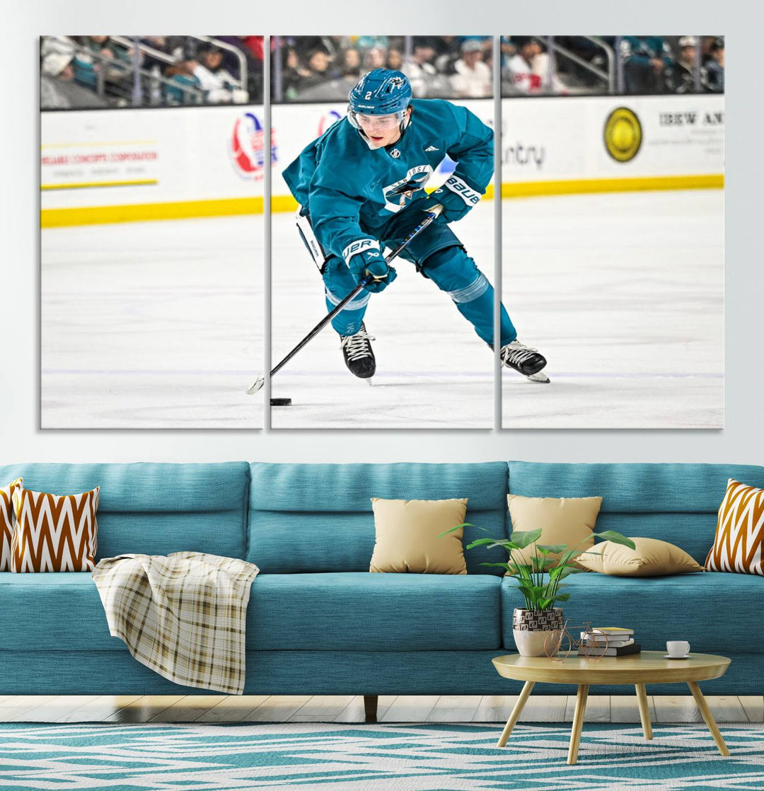 San Jose SharksIce Hockey Player Wall Art Canvas Print