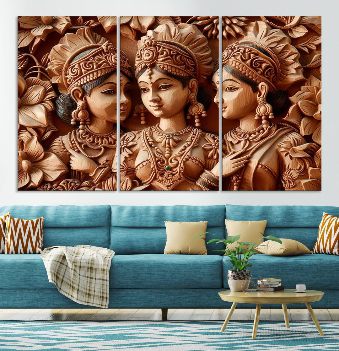 Indian Woman Statue Wall Art Canvas Print