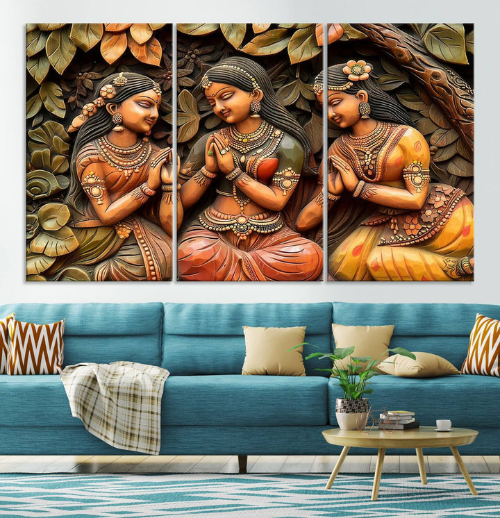 Indian Woman Statue Wall Art Canvas Print