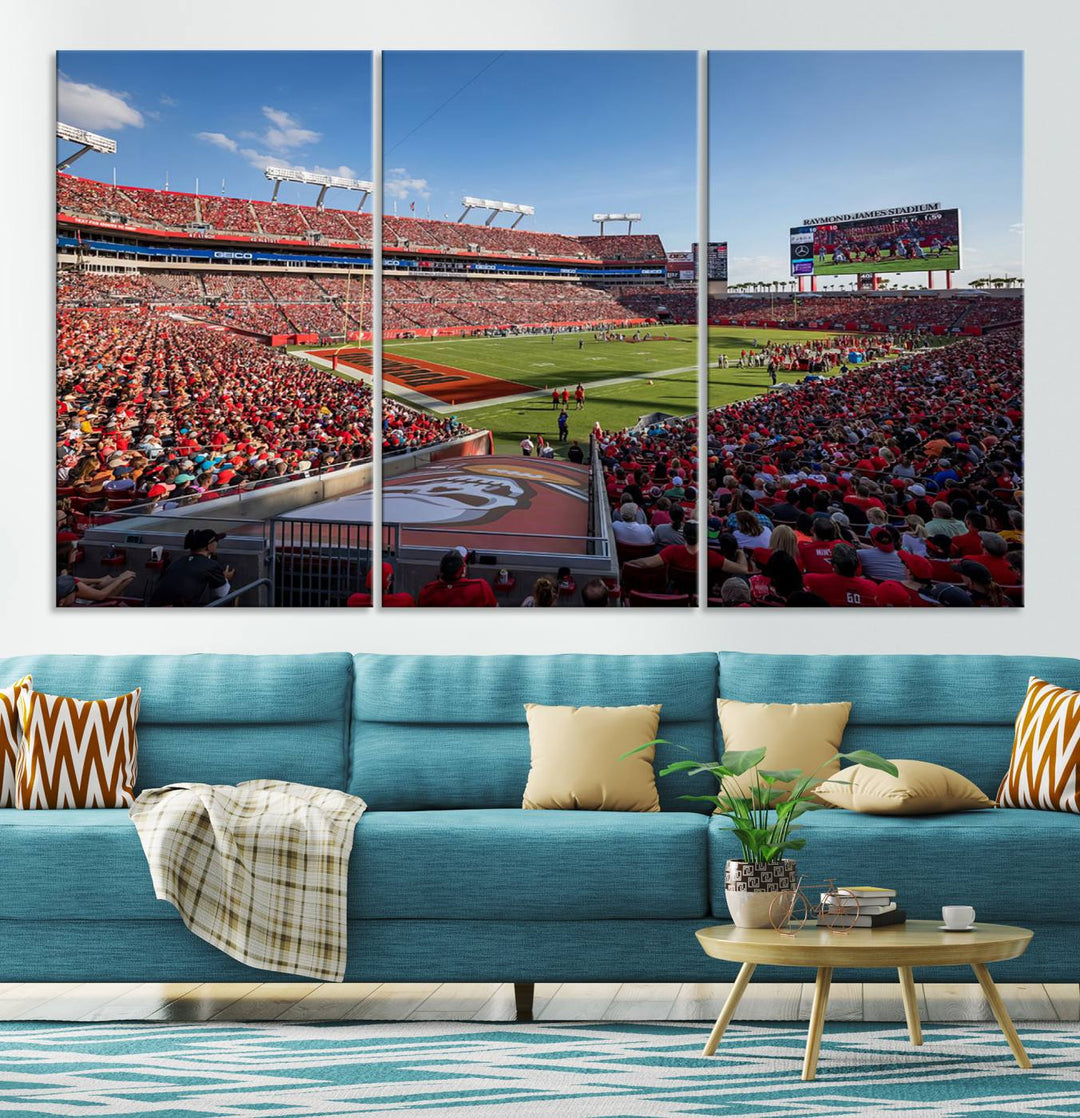 Florida Tampa Raymond James Stadium Wall Art Canvas Print - NFL Football Stadium Print