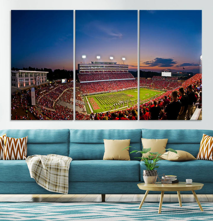 NC State Wolfpack Football Team Print - Raleigh Carter-Finley Stadium Wall Art Canvas Print