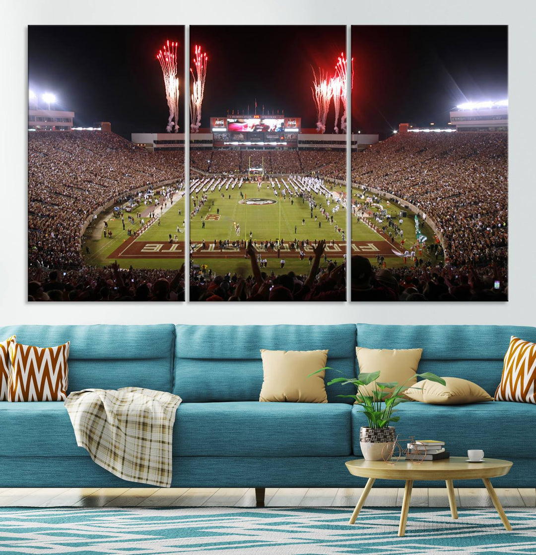 Florida State Seminoles Football Team Print - Tallahassee Doak Campbell Stadium Wall Art Canvas Print