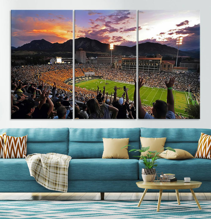 Colorado Buffaloes Football Team Print - Boulder Folsom Field Stadium Wall Art Canvas Print