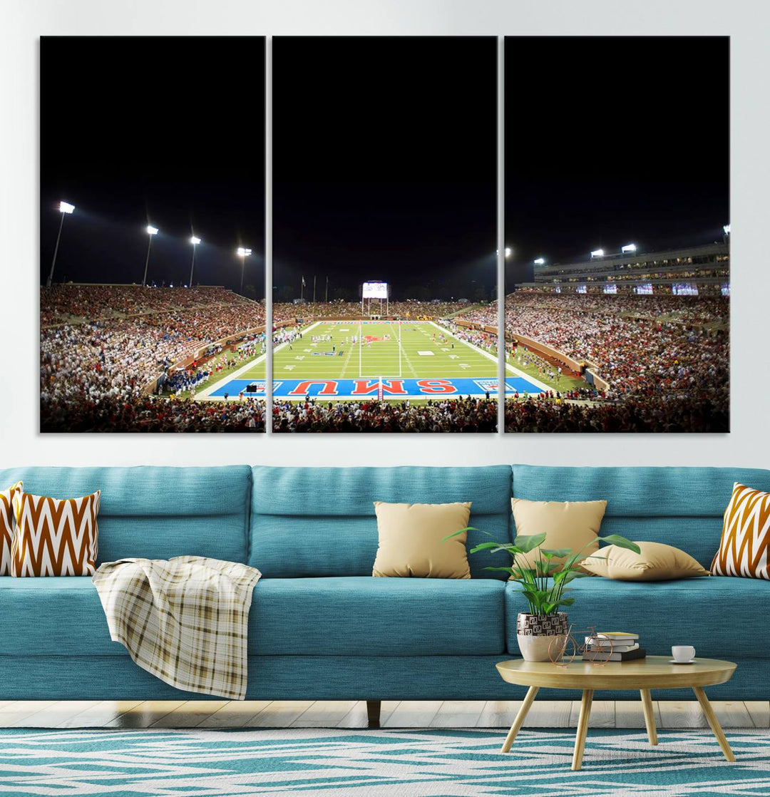 SMU Mustangs Football Team Print - Dallas Gerald J. Ford Stadium Wall Art Canvas Print