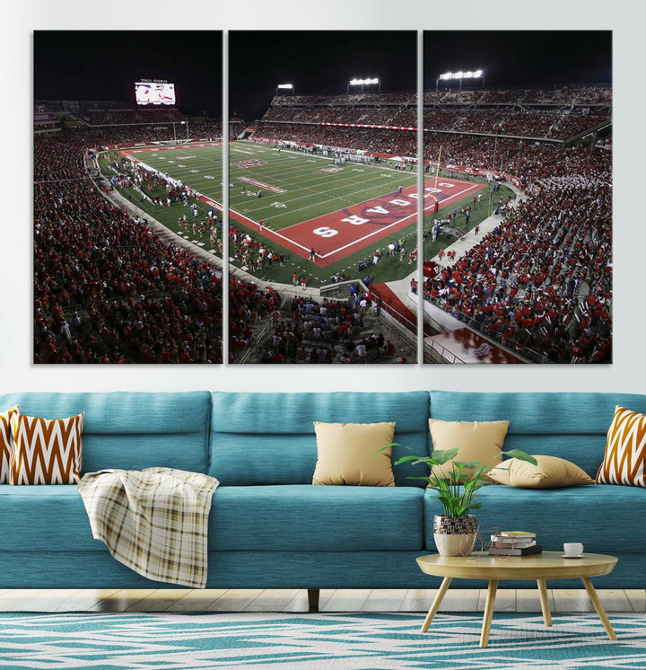 Houston Cougars Football Team Print - Houston TDECU Stadium Wall Art Canvas Print