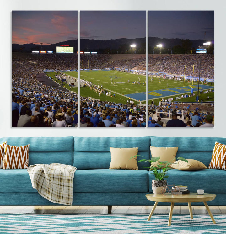 UCLA Bruins Football Team Print - Pasadena Rose Bowl Stadium Wall Art Canvas Print