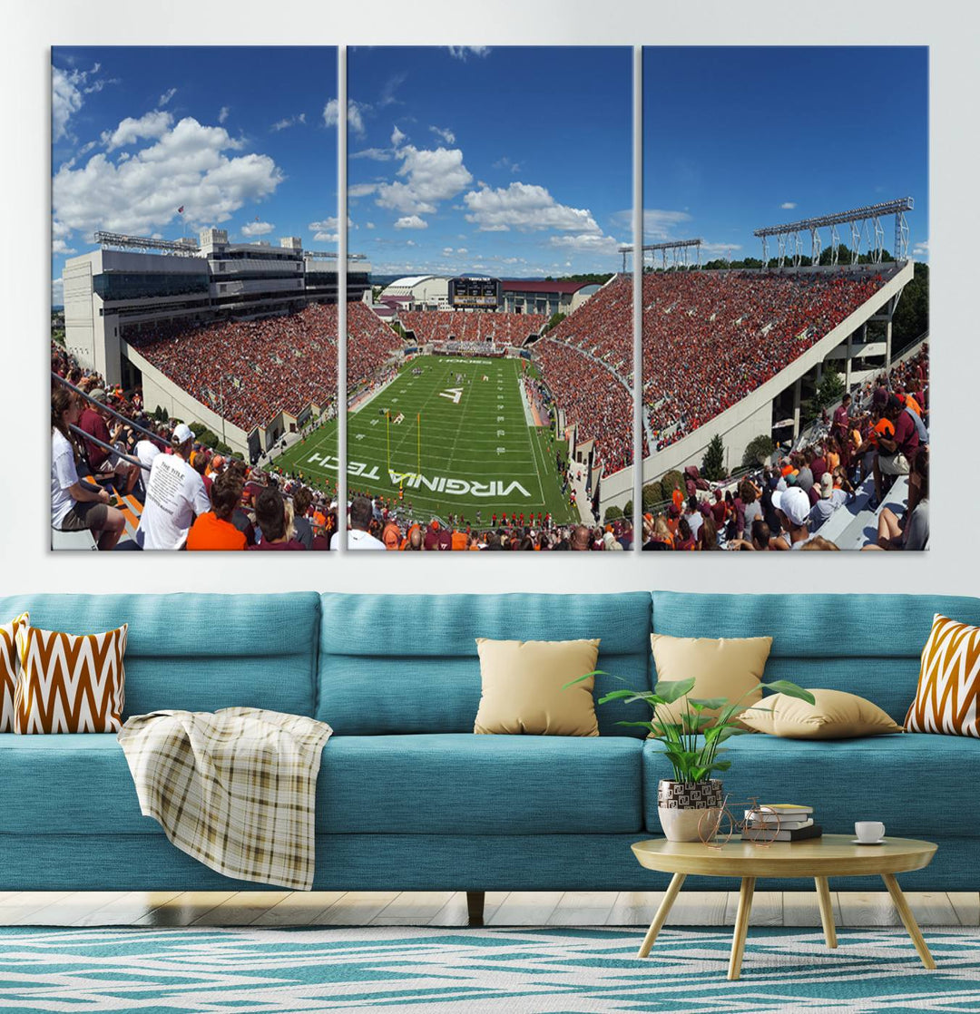 Virginia Tech Hokies Football Team Print - Blacksburg Lane Stadium Wall Art Canvas Print