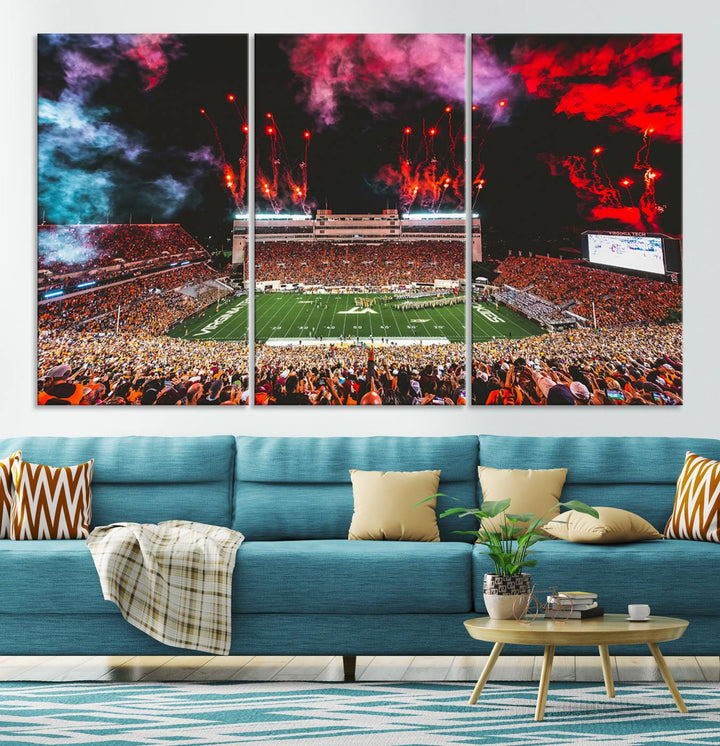 Virginia Tech Hokies Football Team Print - Blacksburg Lane Stadium Wall Art Canvas Print