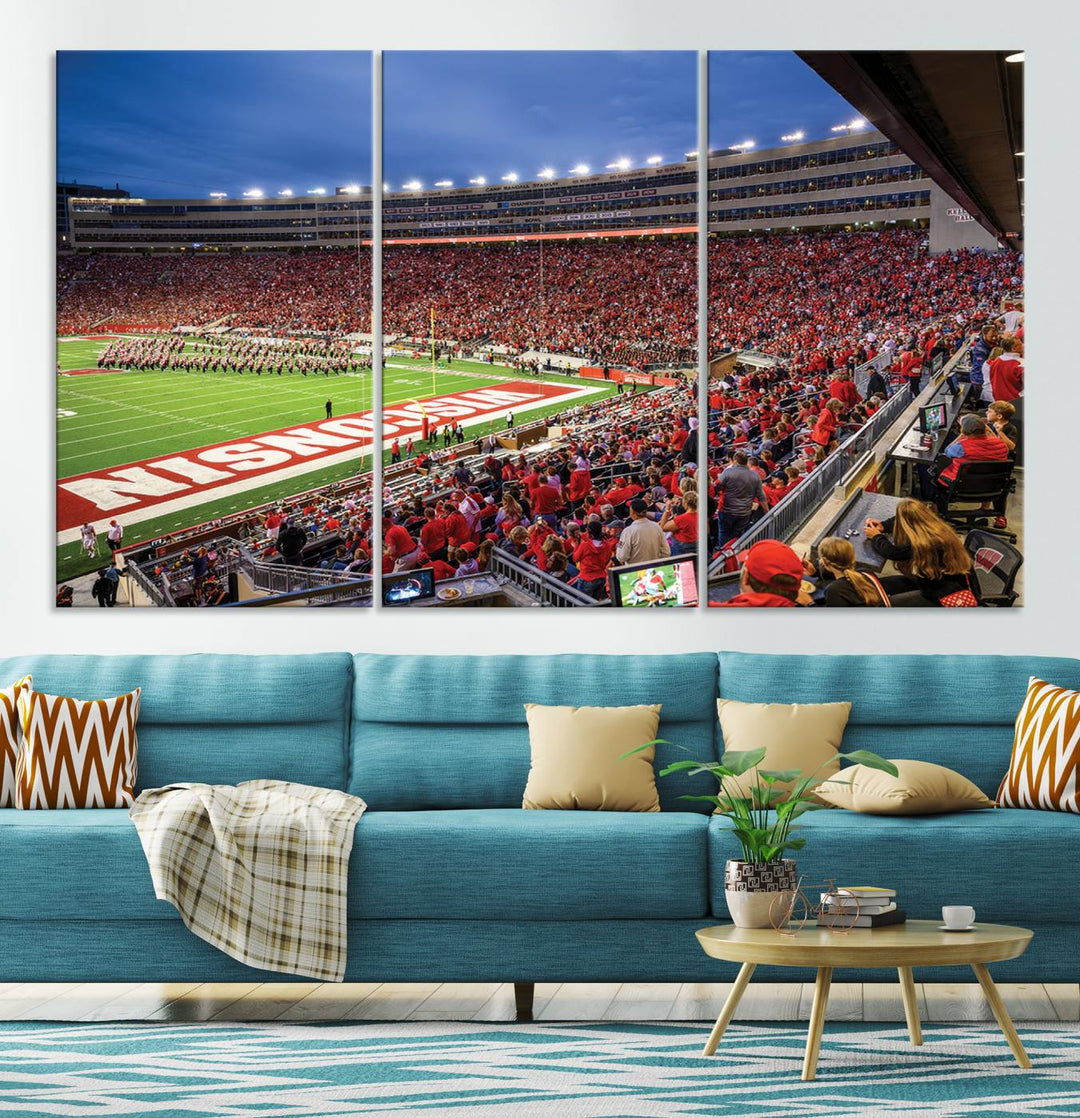 Wisconsin Badgers Football Team Print - Madison Camp Randall Stadium Wall Art Canvas Print