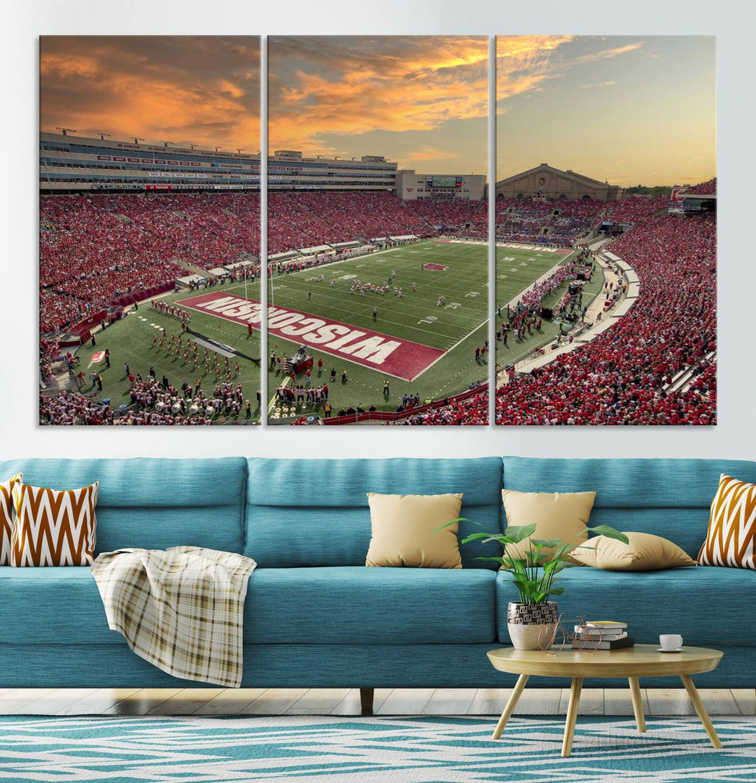 Wisconsin Badgers Football Team Print - Madison Camp Randall Stadium Wall Art Canvas Print