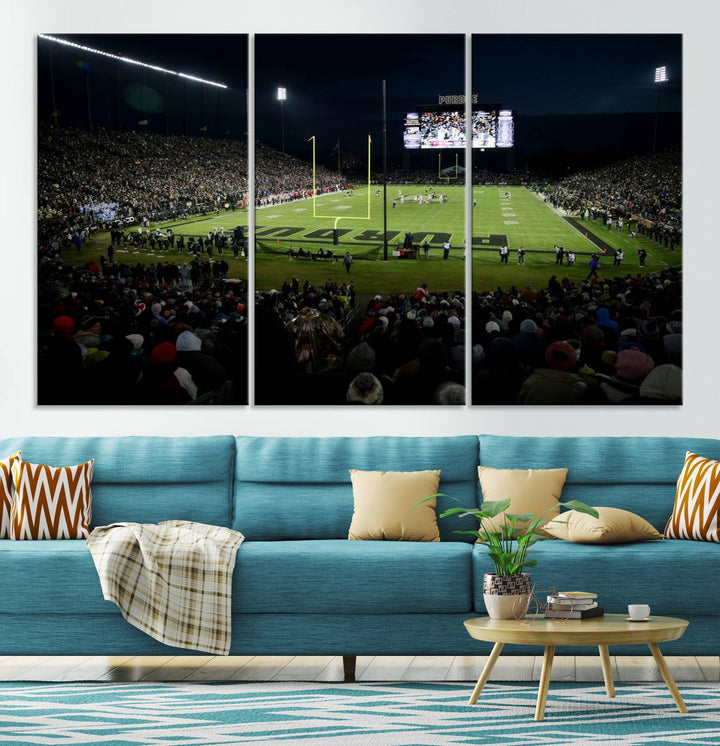 Purdue Boilermakers Football Team Print - West Lafayette Ross–Ade Stadium Wall Art Canvas Print