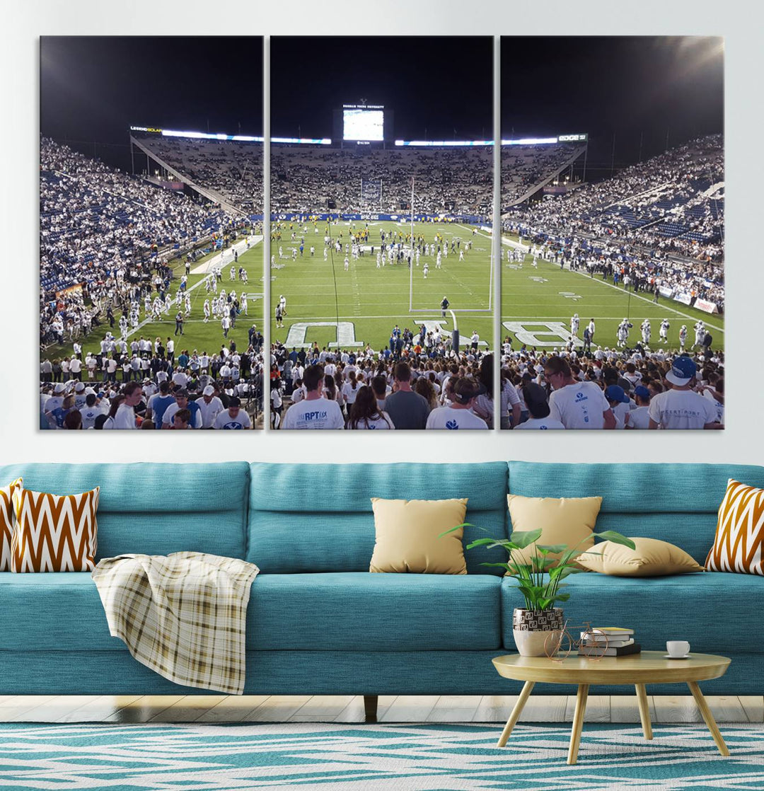 Brigham Young University Cougars Football Team Print - Provo LaVell Edwards Stadium Wall Art Canvas Print.