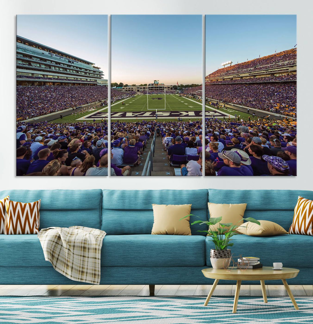 Kansas State University Wildcats Football Team Print - Manhattan Bill Snyder Family Football Stadium Wall Art Canvas Print