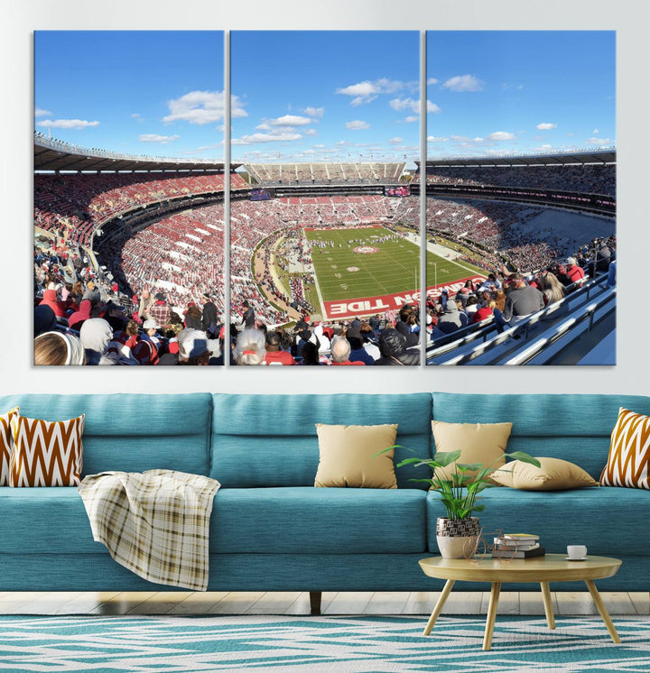 University of Alabama Crimson Tide Football Team Print - Tuscaloosa Bryant-Denny Stadium Wall Art Canvas Print