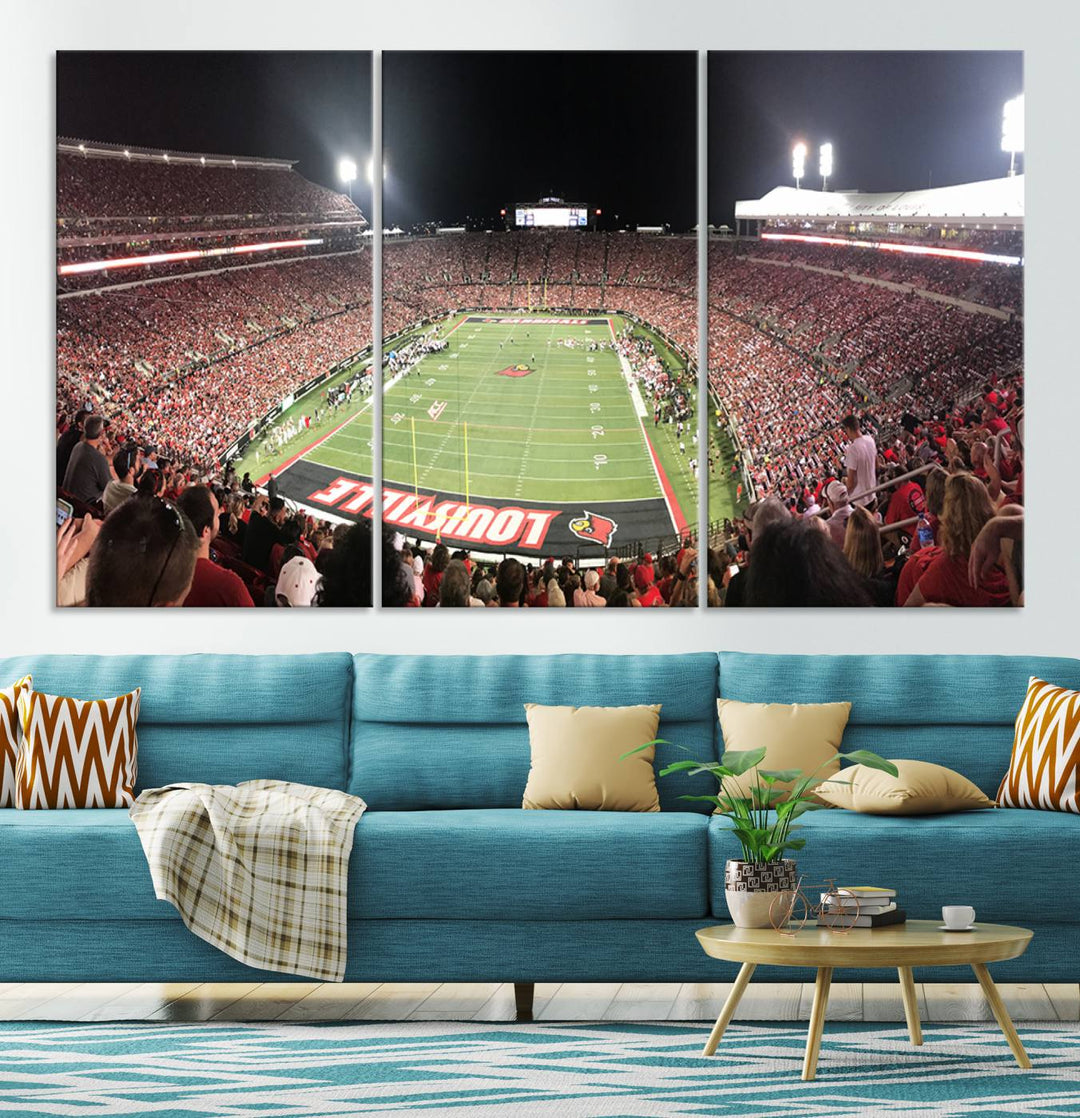 University of Louisville Cardinals Football Team Print - Louisville Cardinal Stadium Wall Art Canvas Print