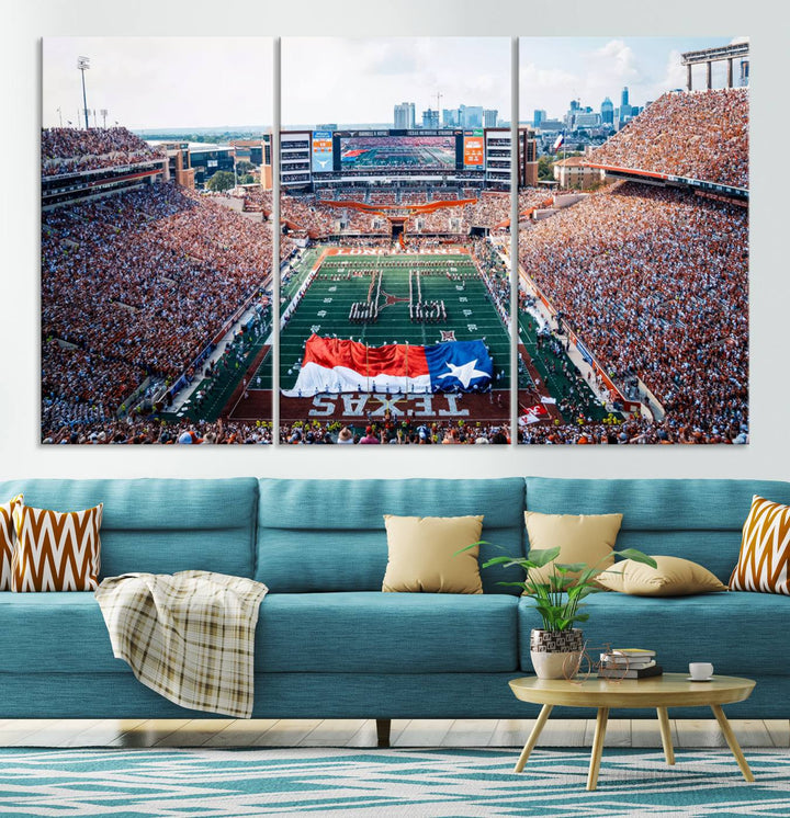 University of Texas Longhorns Football Team Canvas Print - Austin Darrell K Royal-Texas Memorial Stadium Wall Art Canvas Print