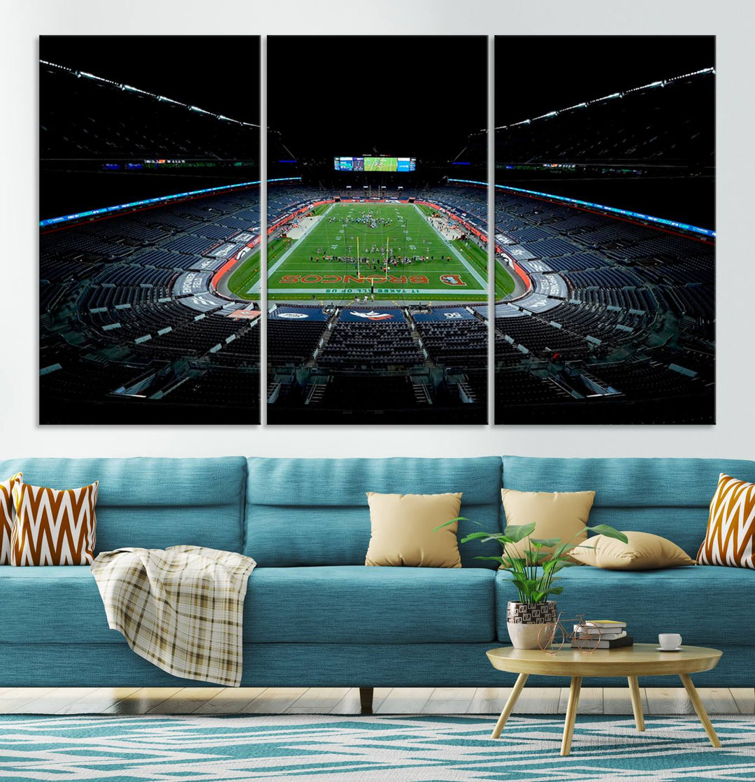 Denver Broncos Football Team Print - Denver Empower Field at Mile High Stadium Wall Art Canvas Print